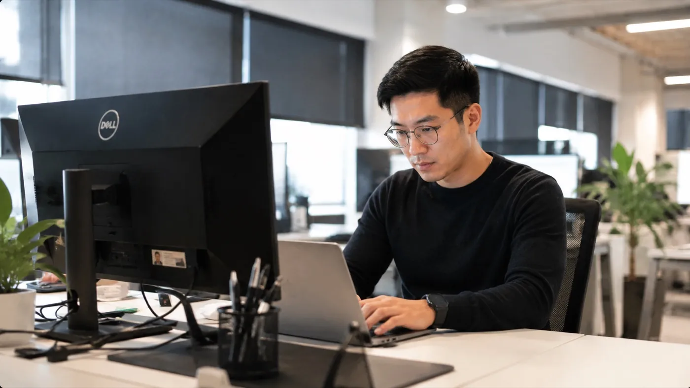 A team member managing Orbit business rides at a desk