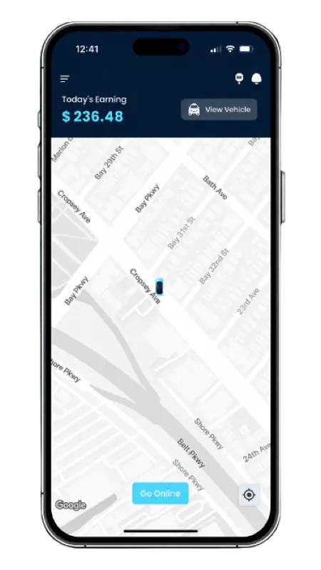 The Orbit Driver app showing an incoming trip