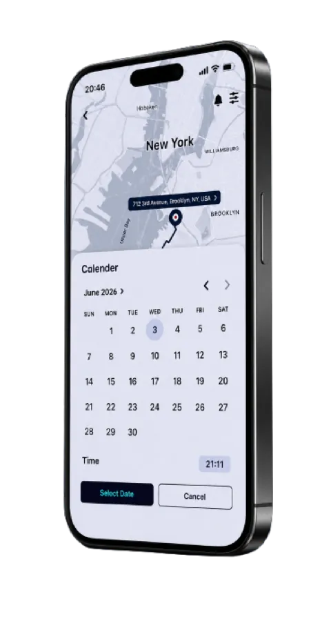 The Orbit app booking screen