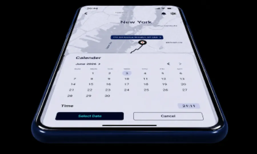 The Orbit app showing the schedule-a-ride calendar